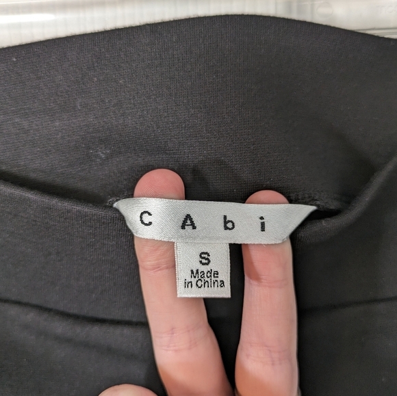 CAbi Style #578 Faux Leather Black Ricky Ponte Knit Moto Leggings Size Small - Picture 3 of 7